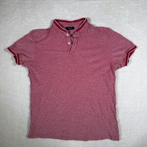 Cortefiel Tailored Fit Men's Large Polo Shirt Red Short Sleeve Button Neck